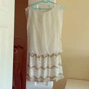 White dress with golden sequins